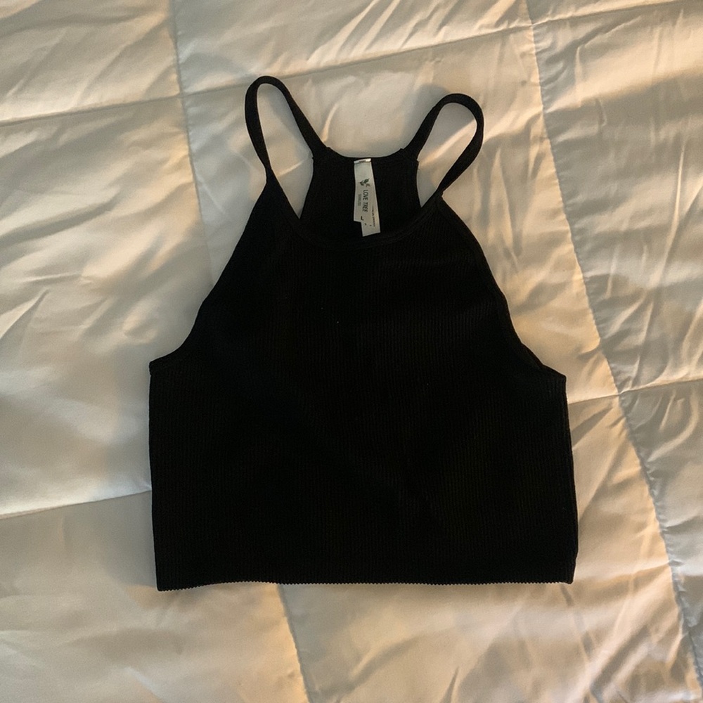 Seamless Black Racerback Crop Top